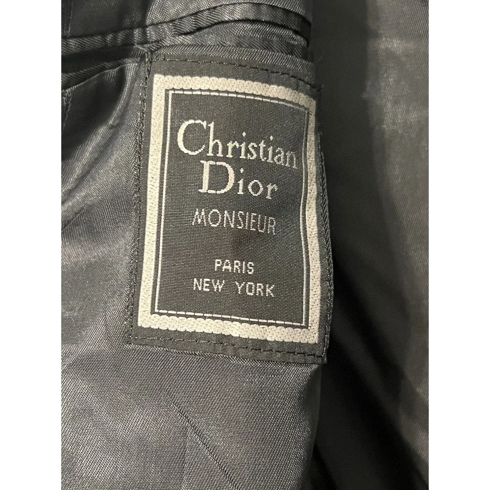 Christian Dior Monsieur Mens Pinstripe Blazer Charcoal Grey Wool Sport Coat 44R